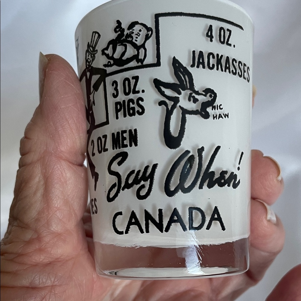 Canada Souvenir Frosted White With Black Graphics Quirky Shot Glass